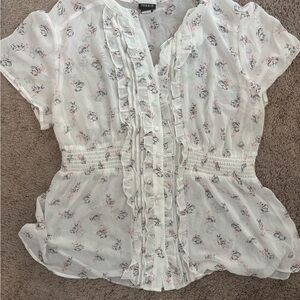 Torrid sheer woodland animals button down blouse
